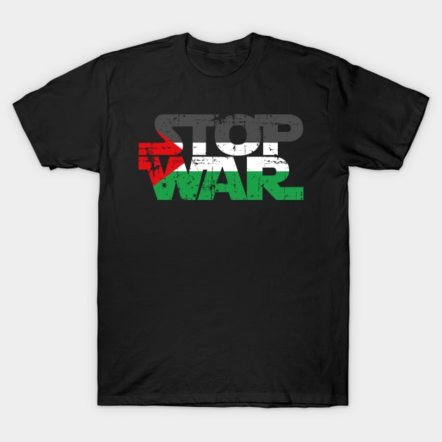 Stop War - Popular Palestine Flag Distressed Graphic T-Shirt by mangobanana